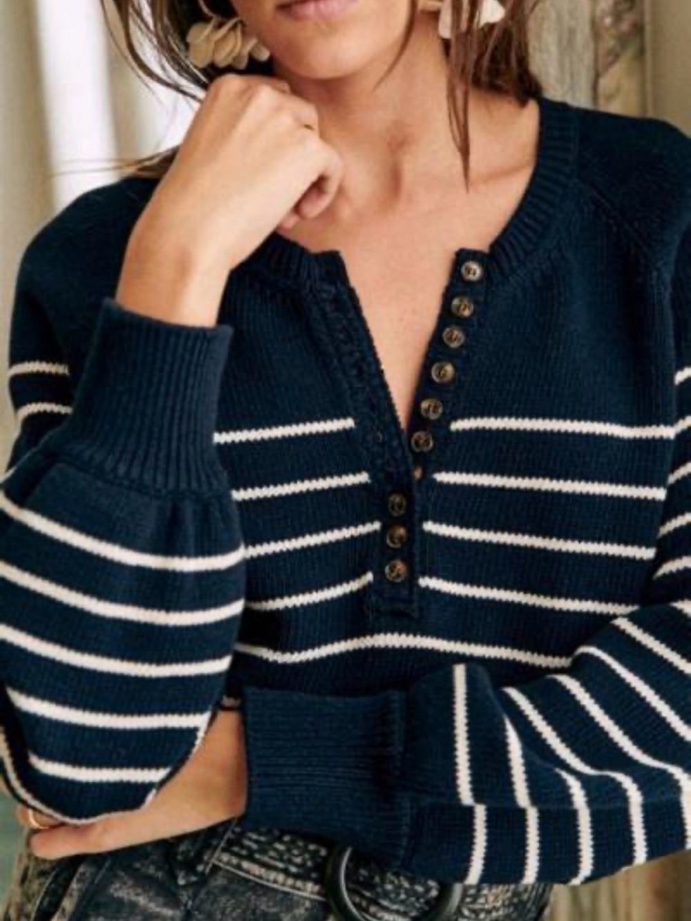 Sezane Léontine Jumper Navy/Ecru (Size M)